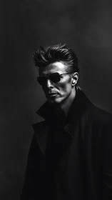 Moody monochrome portrait captures a brooding, stylish figure