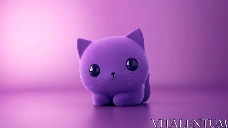 Adorable Purple Cat Character in Vibrant Magenta Studio Setting