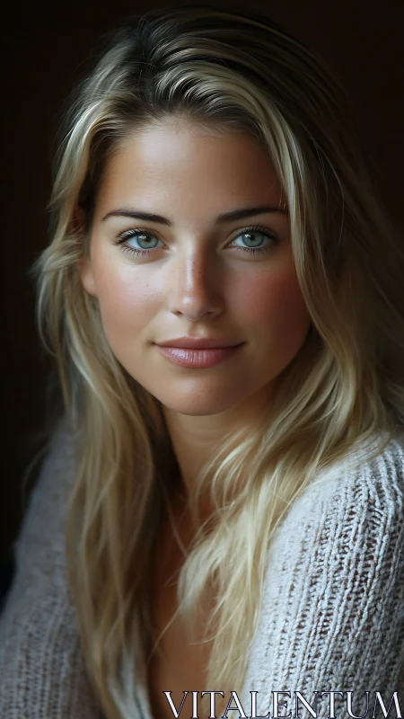 Soft natural light portrait frames serene blonde woman