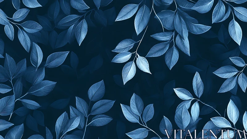 Moonlit leaves drifting across a deep midnight garden.