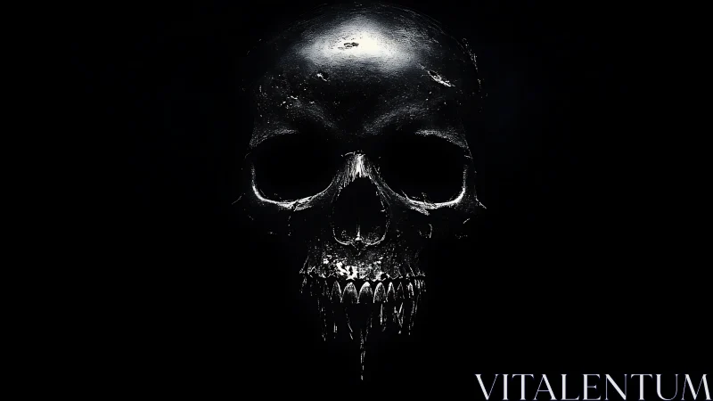 Metallic human skull render occupies central dark frame