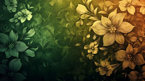 Radiant Flowers Dance from Green to Golden Warmth