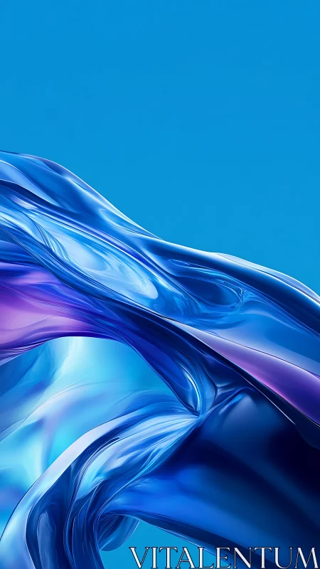 Fluid blue metallic wave on bright cyan backdrop.