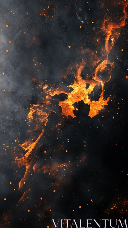 Cosmic fire formation against dark space.