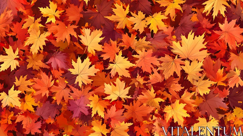 Dense pattern of layered orange and red autumn leaves.