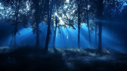 Ethereal Luminescence Breaks Through Mystic Forest Depths