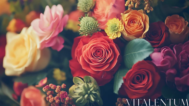 Vibrant Floral Arrangement in Warm Sunset Tones.