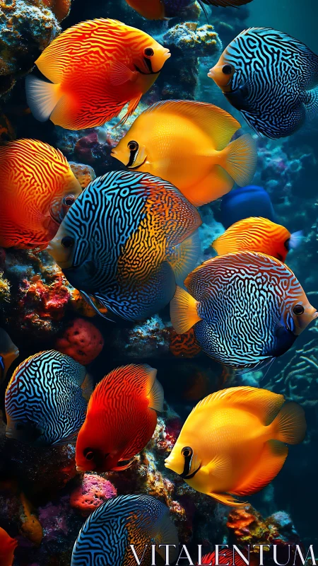 Neon reef fish drifting through saturated coral depths.
