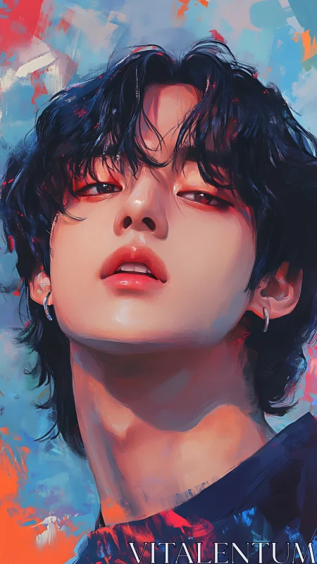 Vivid digital portrait captures a confident, emotive gaze