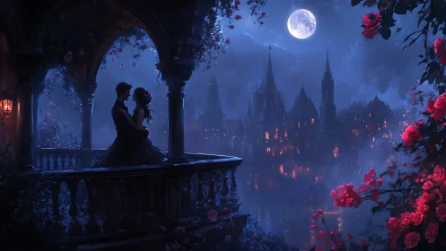 Moonlit Romance Over Enchanted Castle City