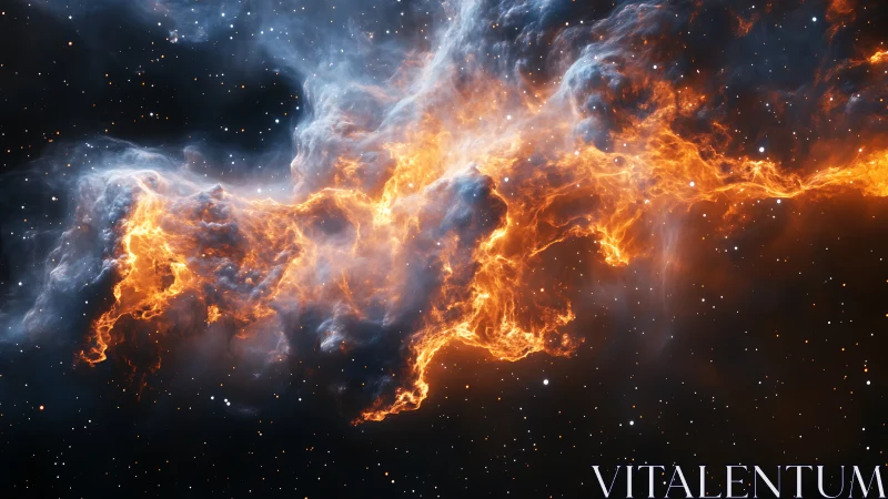 Stellar nebula cloud with bright orange ionized gas region.