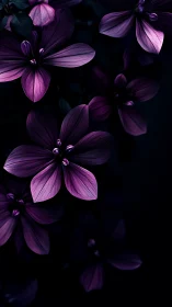 Purple Flowers Against Dark Background.