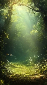 Enchanted Forest Cathedral: Where Sunlight Choreographs the Green.