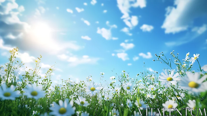 Wildflower Field Under Blue Sky.