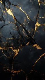 Black cracked surface shows irregular glowing gold veins