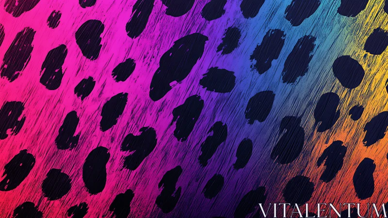 Neon leopard spots overlay bold rainbow gradient texture.
