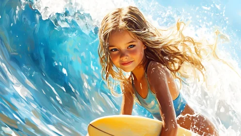 Hydrodynamic surf portrait of young rider in breaking wave.