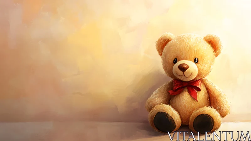 Soft-hearted teddy waits patiently in warm painted light