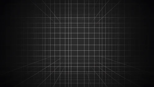 Geometric wireframe grid forming deep black 3D space.