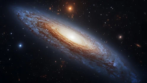 Spiral galaxy core glows amid dense starfield in space
