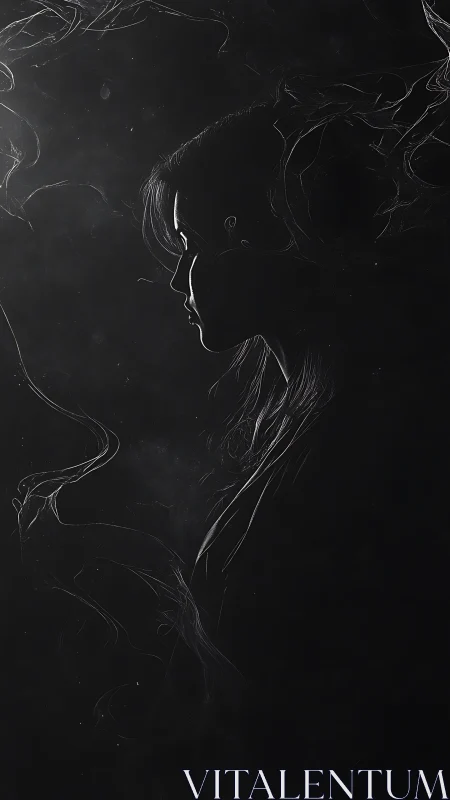 Whispering smoke sketches a solitary profile from darkness