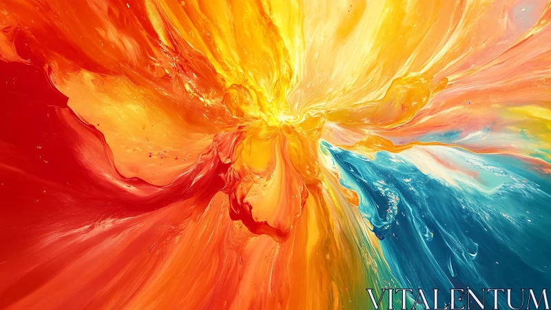 Radial dispersion of multicolored fluid-like abstract forms