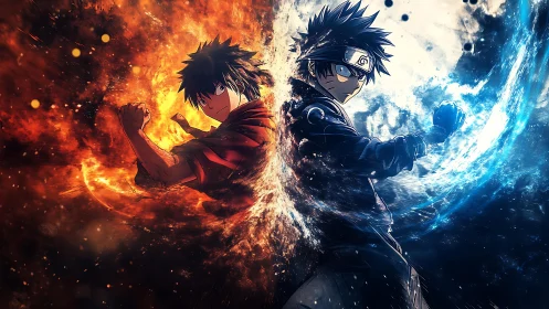 Anime warriors clash as fire and water divide their worlds