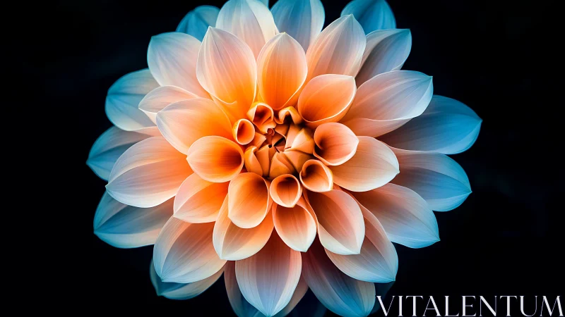 Gradient Dahlia Bloom Against Black Background