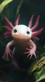 Axolotl portrait with soft bokeh lighting and vivid gill fronds.