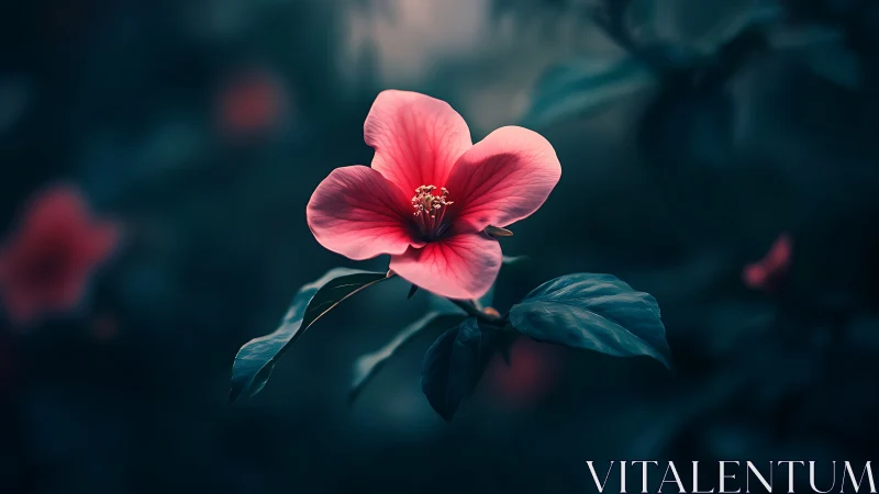 Crimson Blossom in Twilight: Artistic Bokeh Study.