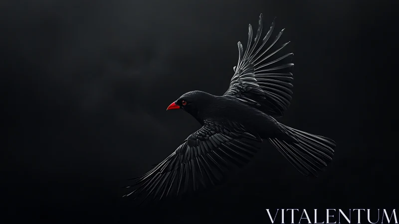 A Majestic Black Bird in Flight.