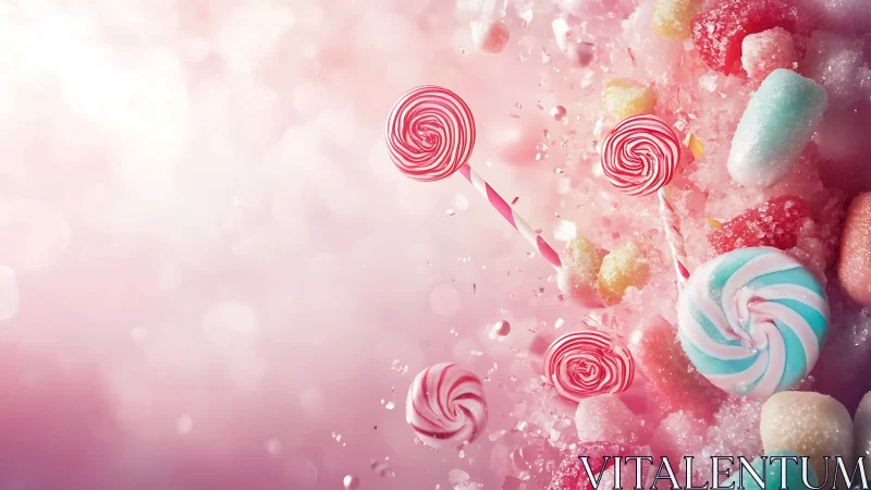 Whimsical Candy Kingdom with Spiraling Lollipops and Sugared Sweets.