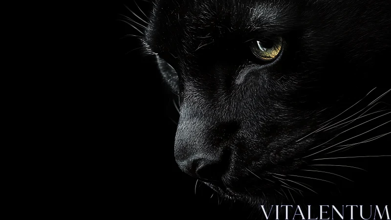 High-Contrast Feline Portrait: Golden Eyes Against Deep Shadow.