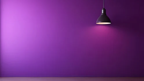 Purple wall under single pendant lamp with focused soft lighting
