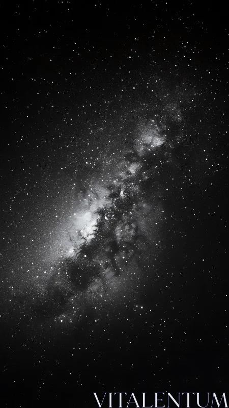 Monochrome Milky Way band rendered with high-contrast starfield