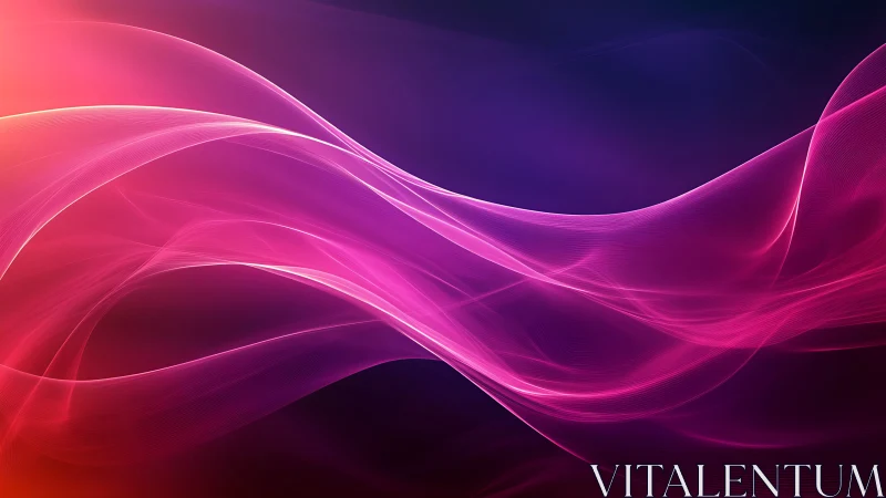 Luminous magenta light waves curve across deep violet space