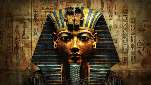 Gilded Pharaoh gaze amid whispering hieroglyphic walls.