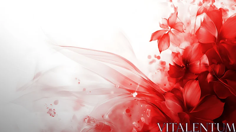 Red Floral Cascade. Dramatic botanical composition flowing elegantly.