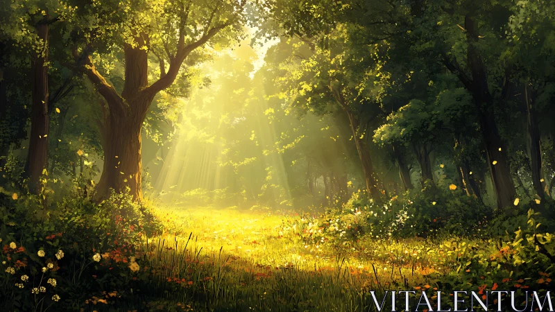 Enchanted Forest Clearing with Luminous Canopy Architecture.