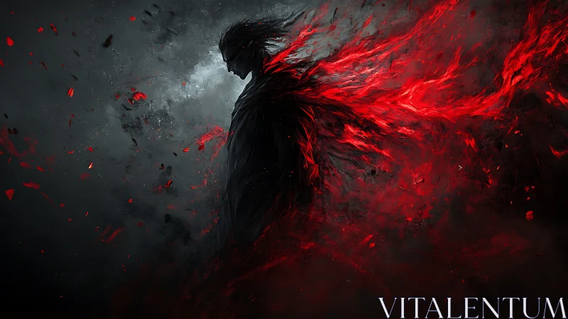 Dark elemental figure erupts in swirling crimson energy storm