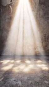 Photorealistic spotlight on distressed concrete interior wall.