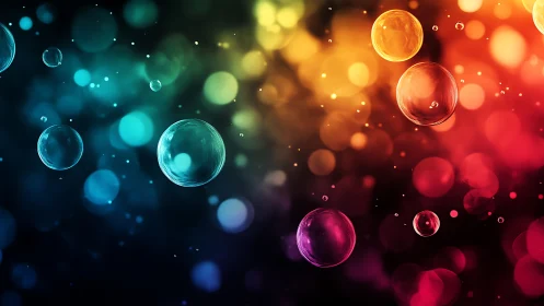Color spectrum bubbles with soft bokeh gradient background.