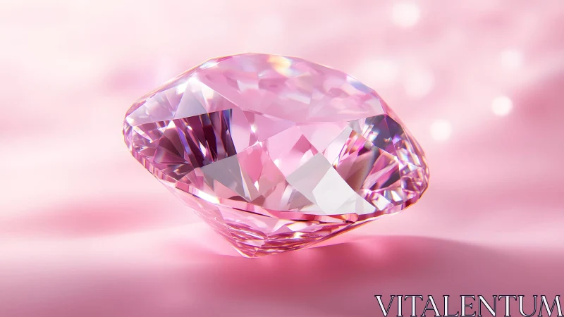 Exquisite Pink Diamond on Soft Blurred Pastel Background.