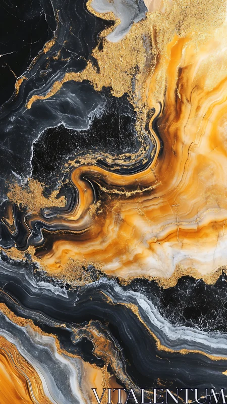 Stratified onyx flow with metallic particulate veining detail.