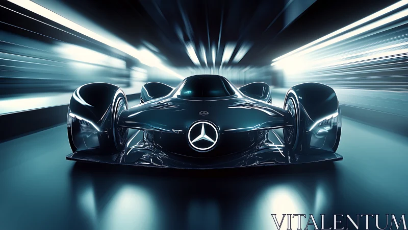 Midnight hypercar rocket surges through electric tunnel.