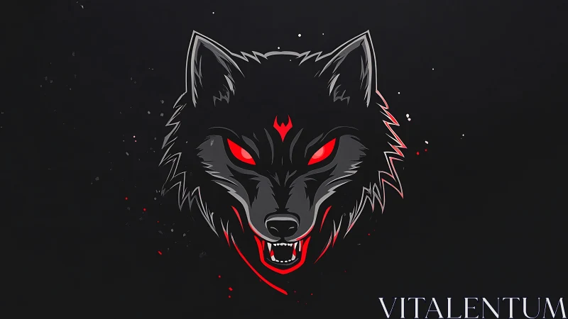 Shadow wolf emblem with fiery neon gaze and bold bite.