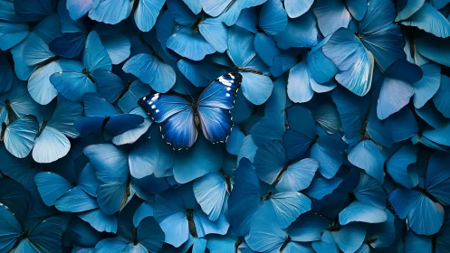 High-contrast blue butterfly cluster highlights chromatic and textural variation