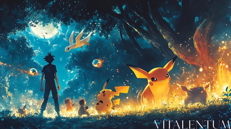 Moonlit forest adventure gathers a young trainer and friends