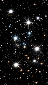 Dense star field with bright stellar diffraction spikes.