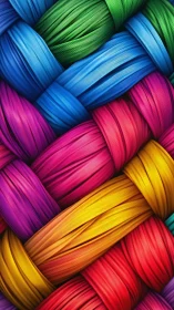 Interwoven multicolor synthetic strands in tight pattern.